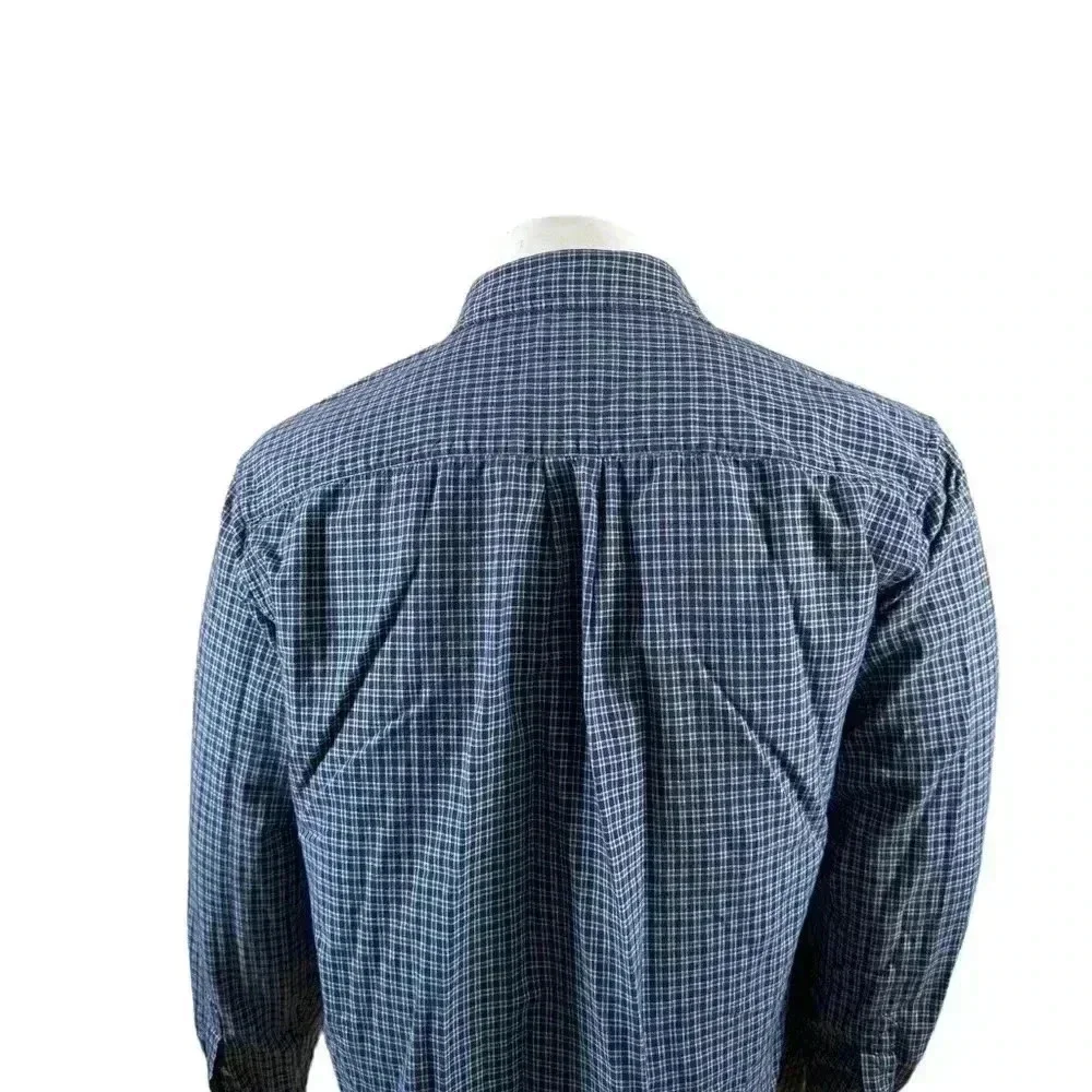 Polo Jeans Co Ralph Lauren Large Blue Plaid Cotton Button Down Dress Shirt